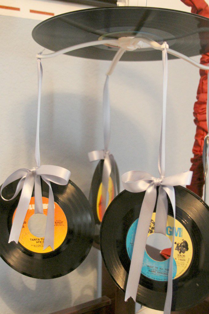 Homemade baby mobile out of records