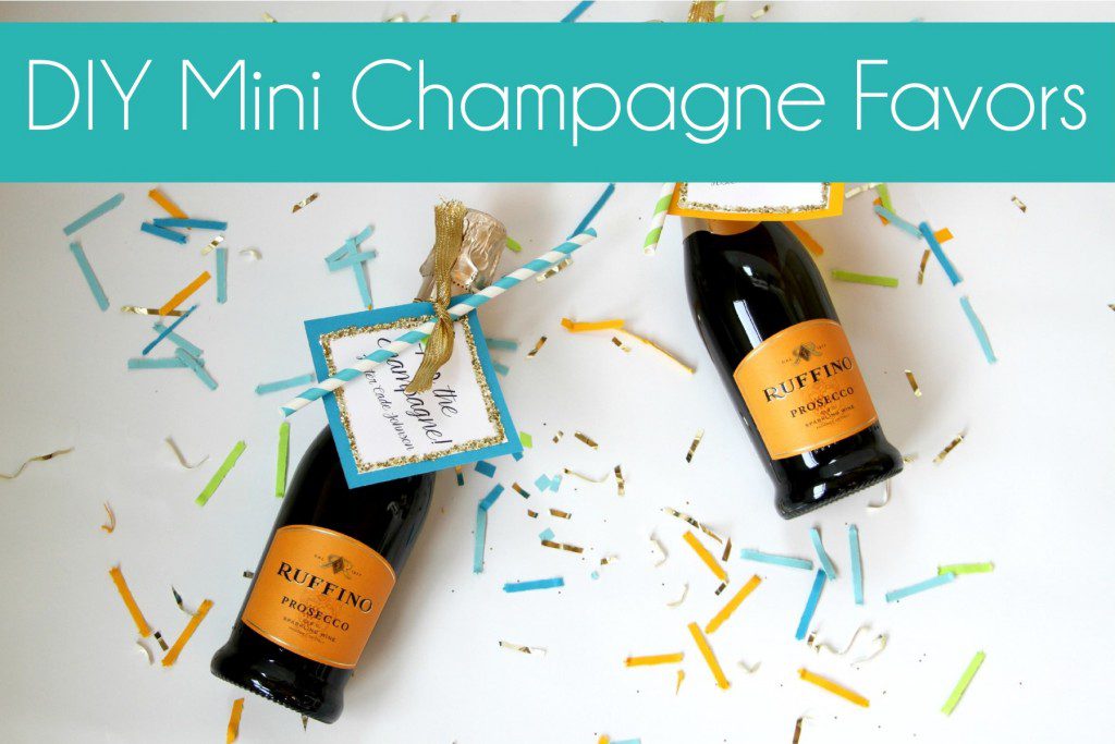 diy glitter mini champagne favors