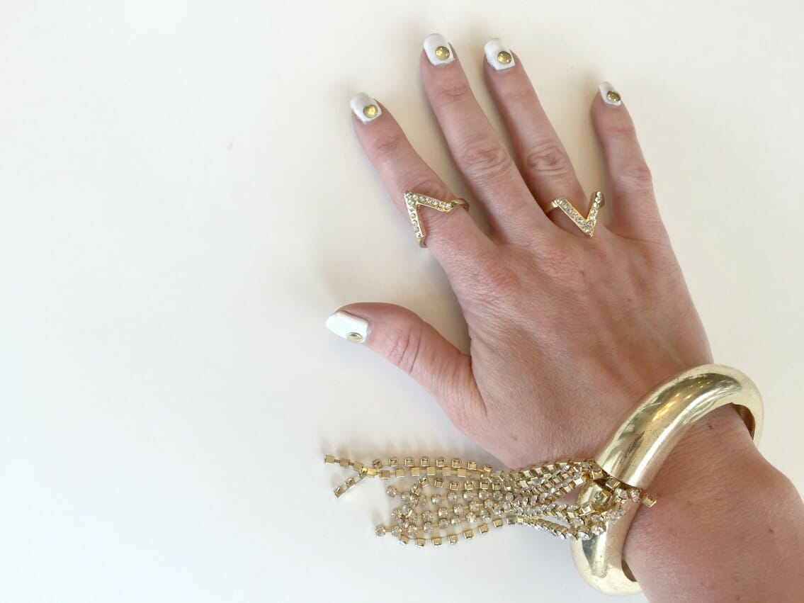 DIY Embellished White and Gold Nail Tutorial 2