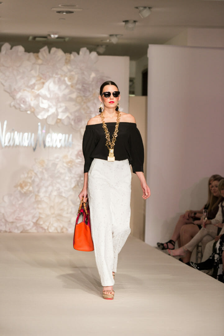 bare shoulder with trousers