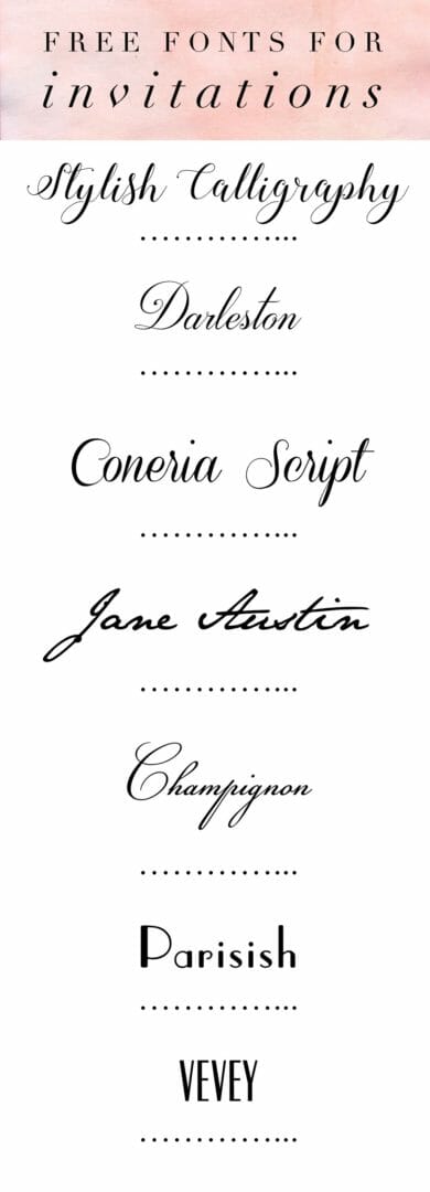 free fonts for Wedding invitations