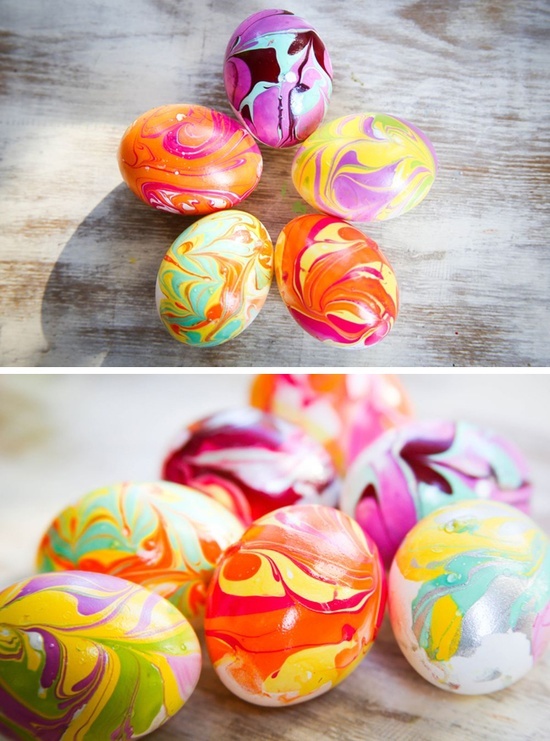 Easter Egg Decorating - Nail Polish Marble Eggs