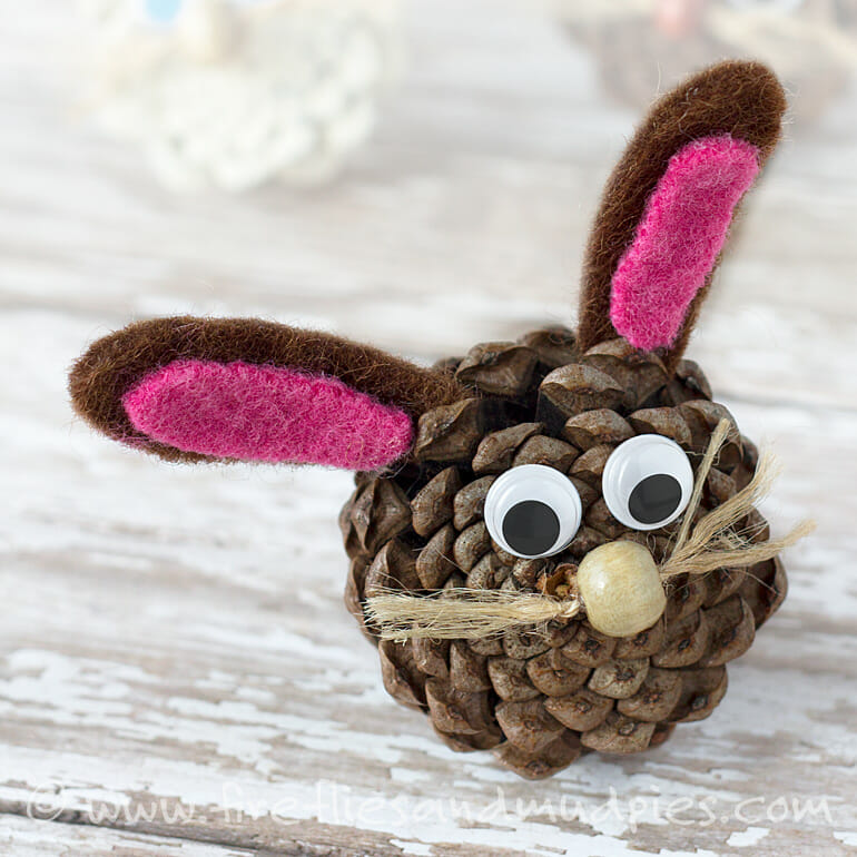 diy easter pinecone bunny craft