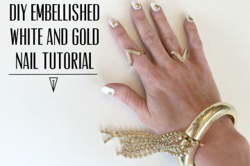 DIY Embellished White and Gold Nail Tutorial