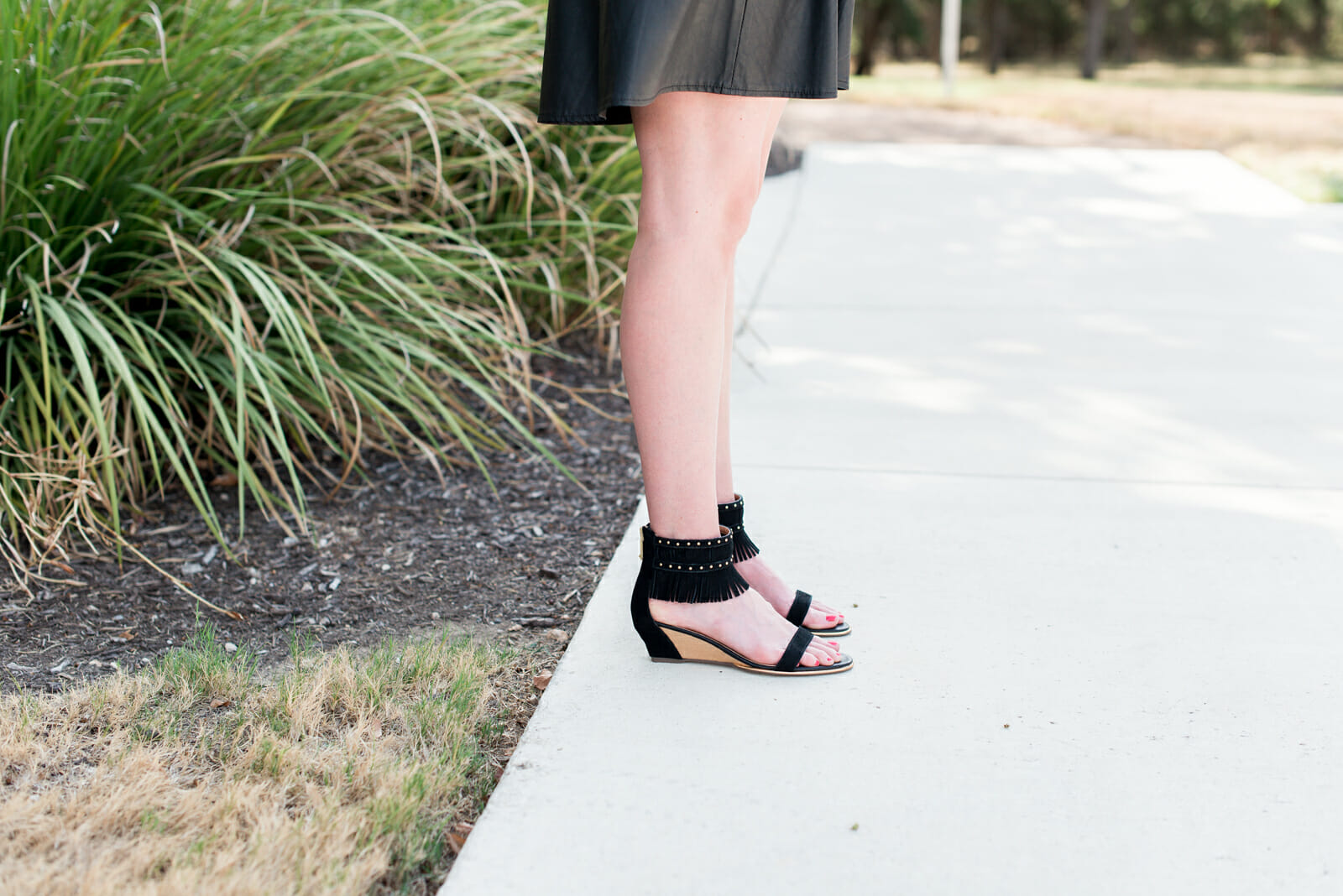 black fringe sandals