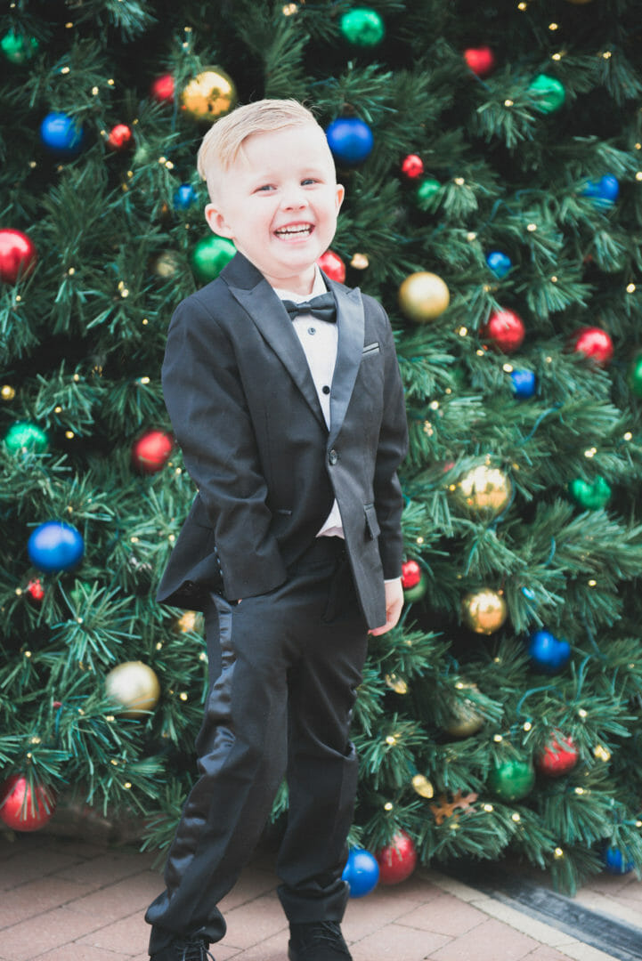 little boy in tuxedo