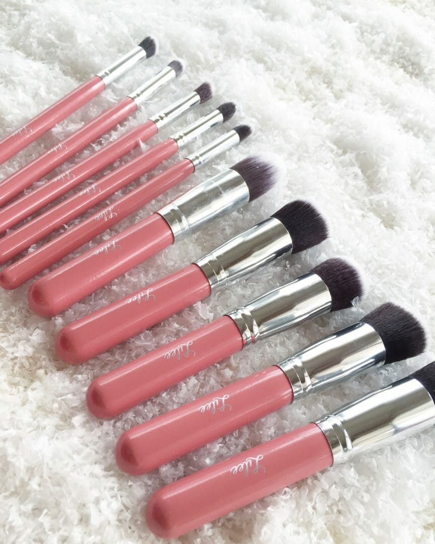 Pretty pink makeup brushes